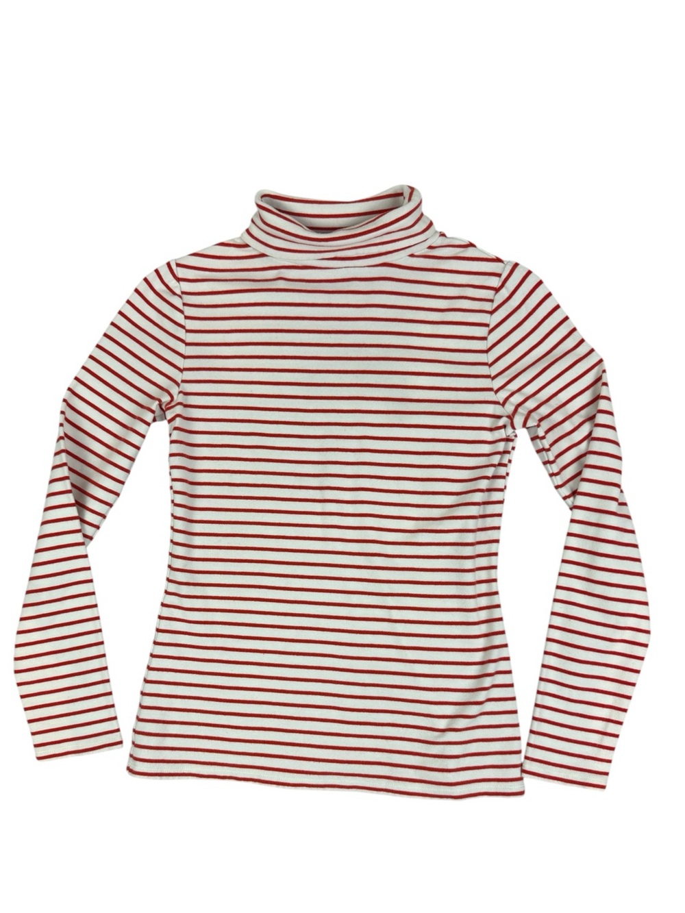 Boden Striped Turtleneck Top Red White Long Sleeve Cotton